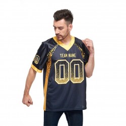 Custom Black Gold-White Mesh Drift Fashion Football Jersey Custom Black Gold-White Mesh Drift Fashion Football Jersey