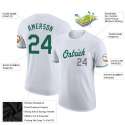 Custom White Kelly Green-Gray Performance T-Shirt