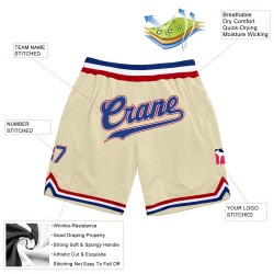 Custom Cream Royal-Red Authentic Throwback Basketball Shorts Custom Cream Royal-Red Authentic Throwback Basketball Shorts