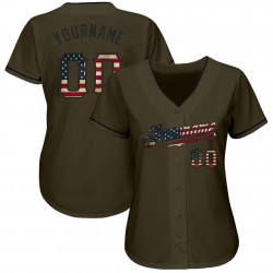 Custom Olive Vintage USA Flag-Black Authentic Salute To Service Baseball Jersey Custom Olive Vintage USA Flag-Black Authentic Salute To Service Baseball Jersey