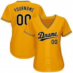 Custom Gold Black-White Authentic Baseball Jersey Custom Gold Black-White Authentic Baseball Jersey