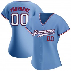 Custom Light Blue White-Red Authentic Baseball Jersey Custom Light Blue White-Red Authentic Baseball Jersey