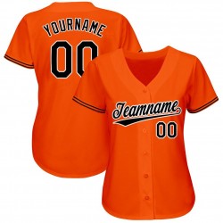 Custom Orange Black-White Baseball Jersey Custom Orange Black-White Baseball Jersey