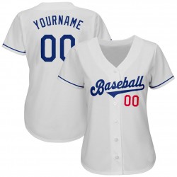 Custom White Royal-Red Authentic Baseball Jersey