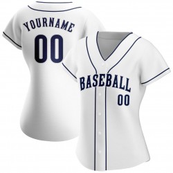 Custom White Navy-White Authentic Baseball Jersey Custom White Navy-White Authentic Baseball Jersey