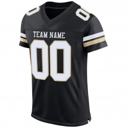 Custom Black White-Vegas Gold Mesh Authentic Football Jersey