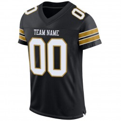 Custom Black White-Old Gold Mesh Authentic Football Jersey Custom Black White-Old Gold Mesh Authentic Football Jersey