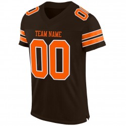 Custom Brown Orange-White Mesh Authentic Football Jersey Custom Brown Orange-White Mesh Authentic Football Jersey