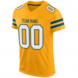 Custom Gold White-Green Mesh Authentic Football Jersey Custom Gold White-Green Mesh Authentic Football Jersey