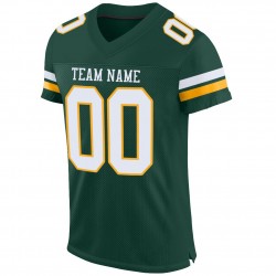 Custom Green White-Gold Mesh Authentic Football Jersey Custom Green White-Gold Mesh Authentic Football Jersey