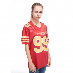 Custom Red Gold-White Mesh Authentic Football Jersey