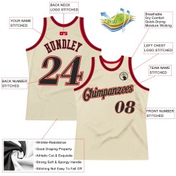 Custom Cream Black-Red Authentic Throwback Basketball Jersey Custom Cream Black-Red Authentic Throwback Basketball Jersey