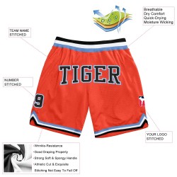 Custom Orange Black-Light Blue Authentic Throwback Basketball Shorts Custom Orange Black-Light Blue Authentic Throwback Basketball Shorts