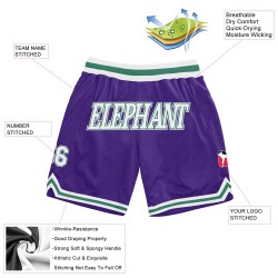 Custom Purple White-Kelly Green Authentic Throwback Basketball Shorts Custom Purple White-Kelly Green Authentic Throwback Basketball Shorts