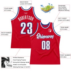 Custom Red White-Royal Authentic Throwback Basketball Jersey Custom Red White-Royal Authentic Throwback Basketball Jersey