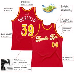 Custom Red Gold-White Authentic Throwback Basketball Jersey