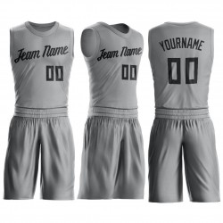Custom Silver Gray Black Round Neck Suit Basketball Jersey Custom Silver Gray Black Round Neck Suit Basketball Jersey