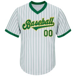 Custom White Kelly Green Strip Kelly Green-Gold Authentic Throwback Rib-Knit Baseball Jersey Shirt Custom White Kelly Green Strip Kelly Green-Gold Authentic Throwback Rib-Knit Baseball Jersey Shirt