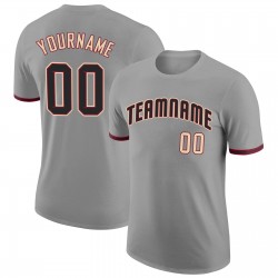 Custom Gray Black-Khaki Performance T-Shirt