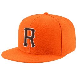 Custom Orange Brown-White Stitched Adjustable Snapback Hat Custom Orange Brown-White Stitched Adjustable Snapback Hat