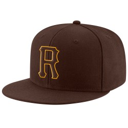 Custom Brown Brown-Gold Stitched Adjustable Snapback Hat Custom Brown Brown-Gold Stitched Adjustable Snapback Hat