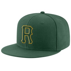 Custom Green Green-Gold Stitched Adjustable Snapback Hat Custom Green Green-Gold Stitched Adjustable Snapback Hat