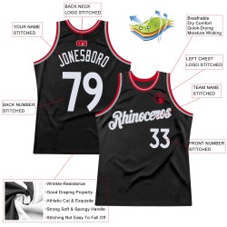 Custom Black White-Red Authentic Throwback Basketball Jersey Custom Black White-Red Authentic Throwback Basketball Jersey