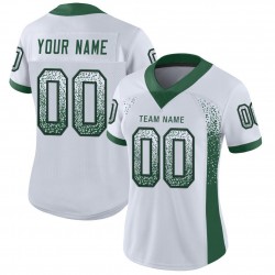 Custom White Gotham Green-Black Mesh Drift Fashion Football Jersey Custom White Gotham Green-Black Mesh Drift Fashion Football Jersey