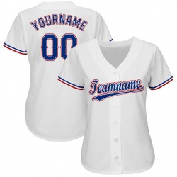 Custom White Royal-Red Baseball Jersey